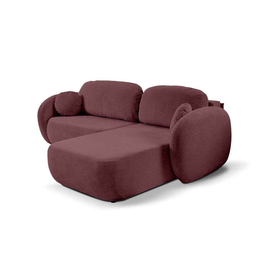 Olemo Corner Sofa Bed DL 248 cm, Modern Style, Aragon Fabric – Right-sided, Burgundy Matte (ARAGON 69)