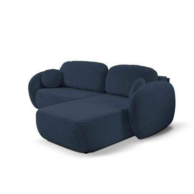 Olemo Corner Sofa Bed DL 248 cm, Modern Style, Aragon Fabric – Right-sided, Night Azure (ARAGON 79)
