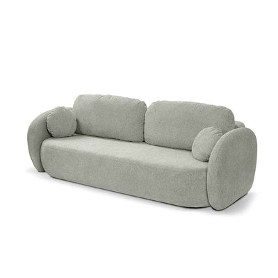 Olemo 3 Seater Sofa Bed 142x200 with Storage, Art Deco Style, Aragon Fabric – Steel Gray (ARAGON 83)