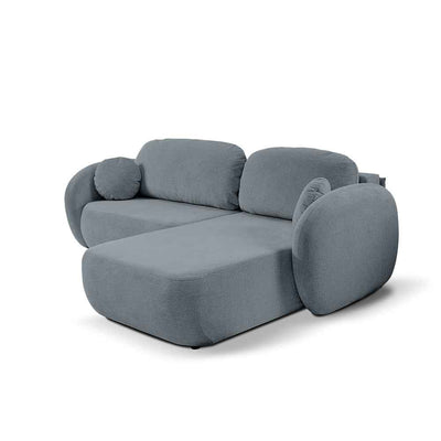 Olemo Corner Sofa Bed DL 248 cm, Modern Style, Aragon Fabric – Right-sided, Gray-Blue Mist (ARAGON 90)