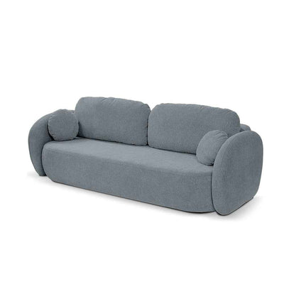 Olemo 3 Seater Sofa Bed 142x200 with Storage, Art Deco Style, Aragon Fabric – Gray-Blue Mist (ARAGON 90)