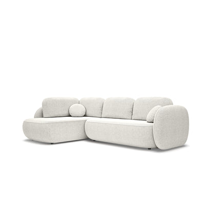 Olemo Corner Sofa Bed with Storage, Sleeping Area 123x250, Organic Modern – Left-hand facing, Porcelain White (ARAGON 01)