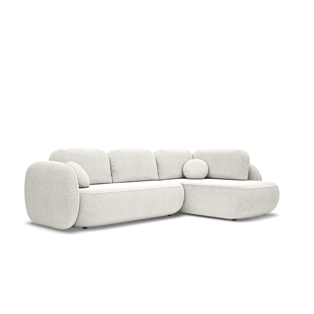 Olemo Corner Sofa Bed with Storage, Sleeping Area 123x250, Organic Modern – Right-hand facing, Porcelain White (ARAGON 01)