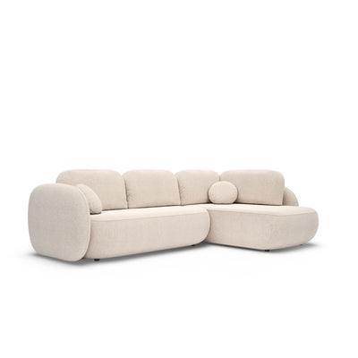 Olemo Corner Sofa Bed with Storage, Sleeping Area 123x250, Organic Modern – Right-hand facing, Cream Taupe (ARAGON 03)