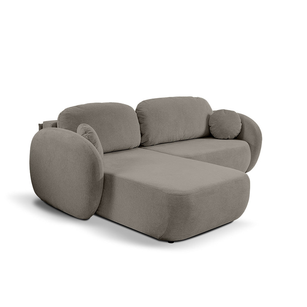 Olemo Corner Sofa Bed DL 248 cm, Modern Style, Aragon Fabric – Left-sided, Stone Mist (ARAGON 20)