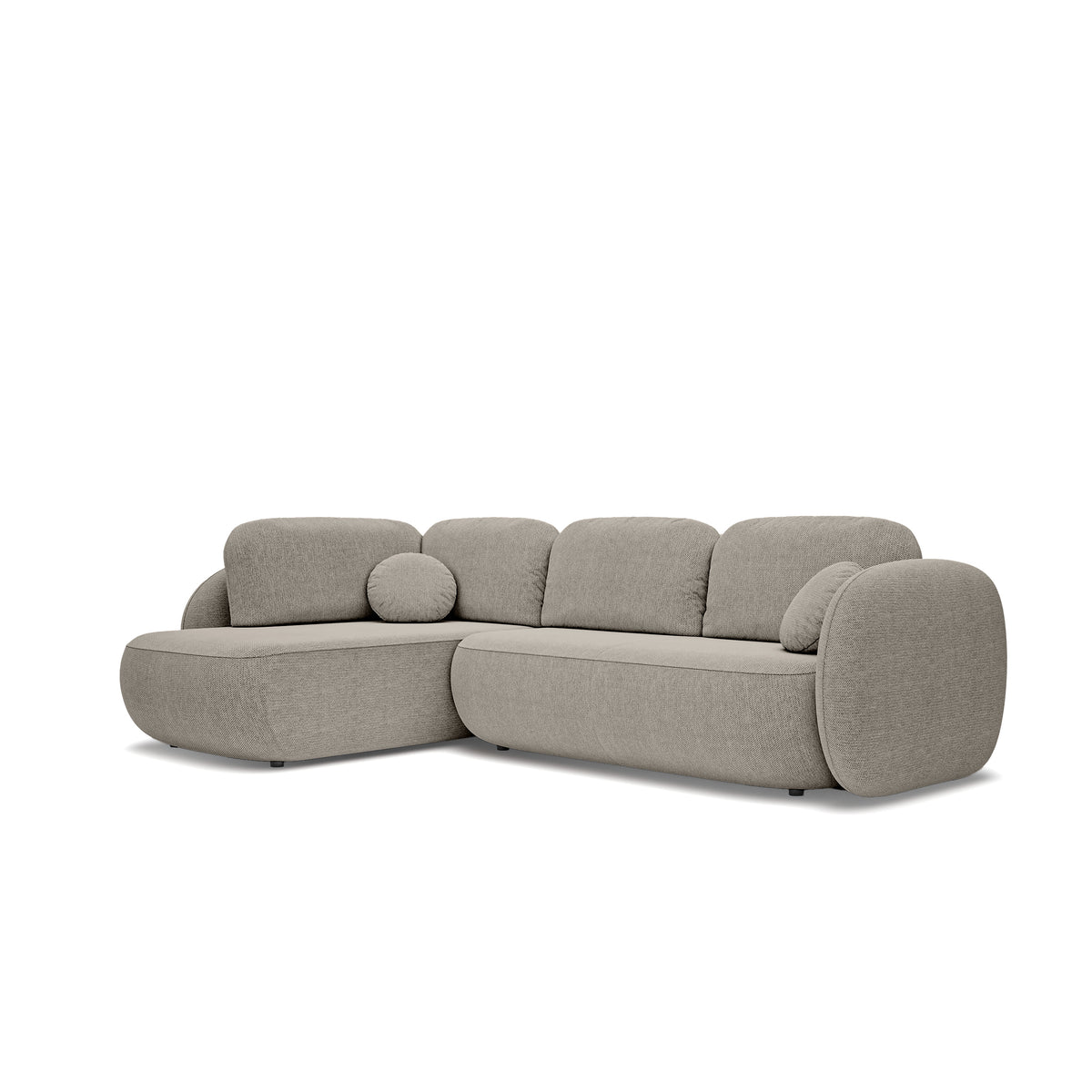 Olemo Corner Sofa Bed with Storage, Sleeping Area 123x250, Organic Modern – Left-hand facing, Stone Mist (ARAGON 20)