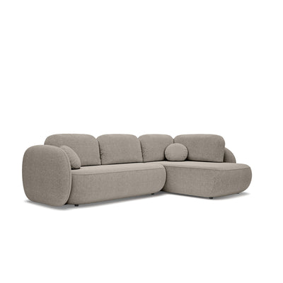 Olemo Corner Sofa Bed with Storage, Sleeping Area 123x250, Organic Modern – Right-hand facing, Stone Mist (ARAGON 20)