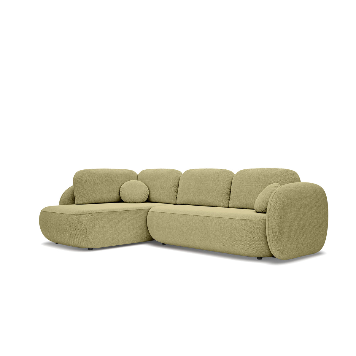 Olemo Corner Sofa Bed with Storage, Sleeping Area 123x250, Organic Modern – Left-hand facing, Golden Linen (ARAGON 35)