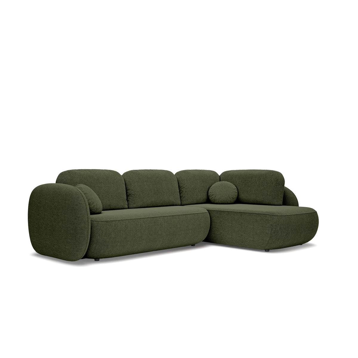 Olemo Corner Sofa Bed with Storage, Sleeping Area 123x250, Organic Modern – Right-hand facing, Yew Green (ARAGON 39)