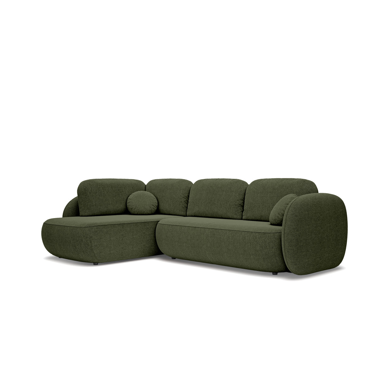 Olemo Corner Sofa Bed with Storage, Sleeping Area 123x250, Organic Modern – Left-hand facing, Yew Green (ARAGON 39)