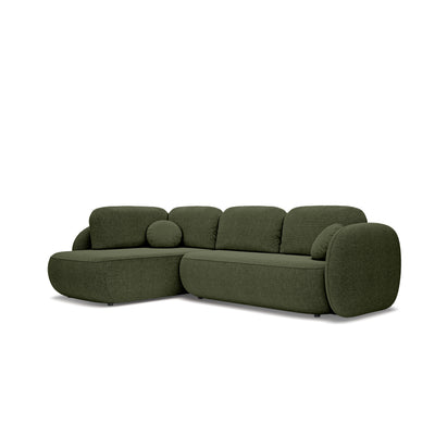 Olemo Corner Sofa Bed with Storage, Sleeping Area 123x250, Organic Modern – Left-hand facing, Yew Green (ARAGON 39)