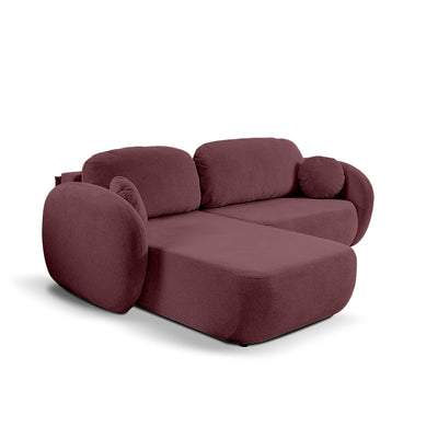 Olemo Corner Sofa Bed DL 248 cm, Modern Style, Aragon Fabric – Left-sided, Burgundy Matte (ARAGON 69)