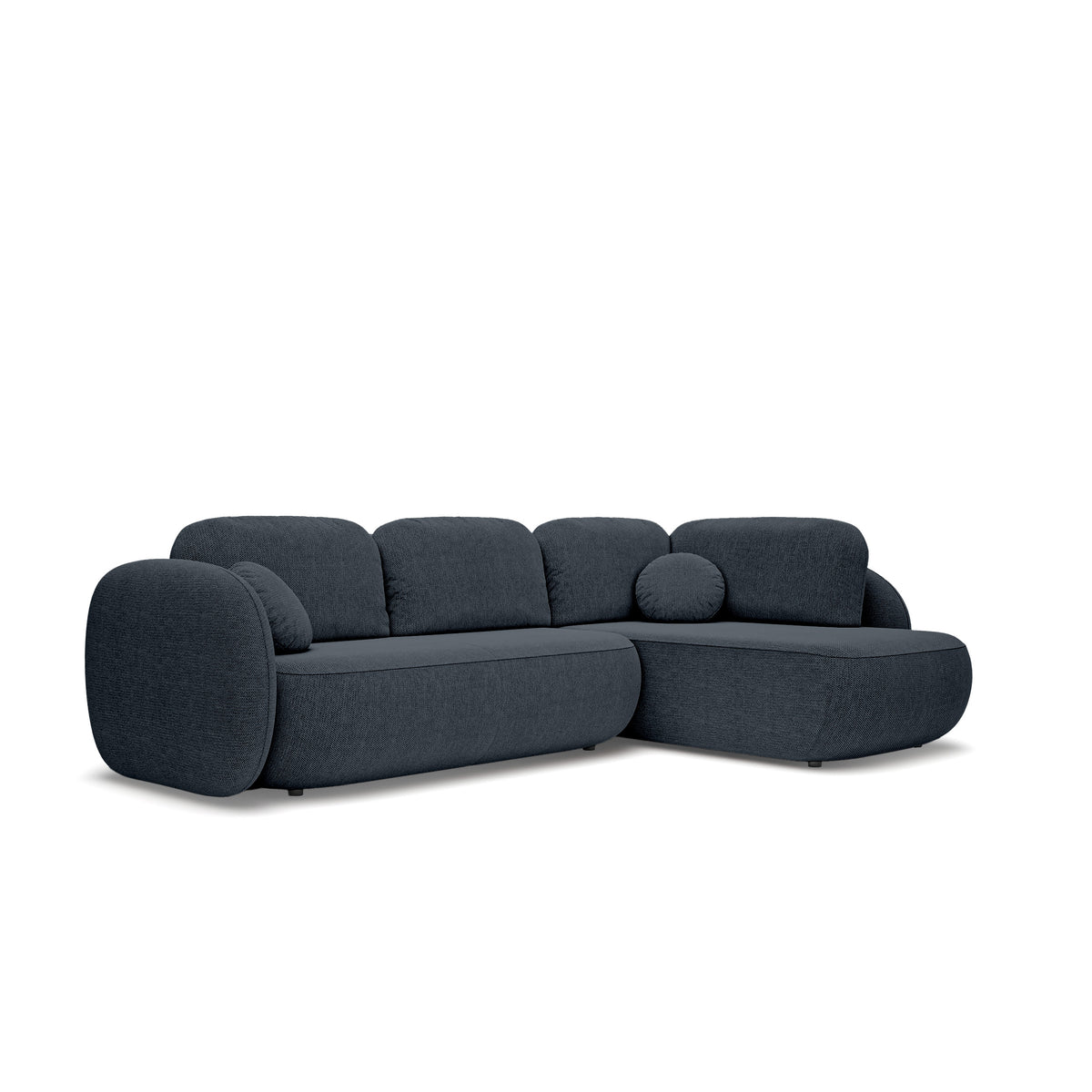 Olemo Corner Sofa Bed with Storage, Sleeping Area 123x250, Organic Modern – Right-hand facing, Night Azure (ARAGON 79)