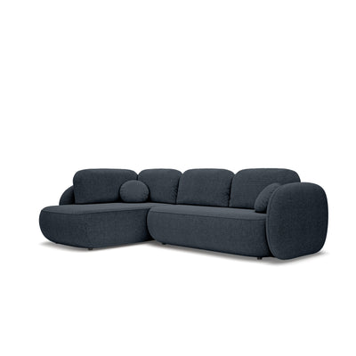 Olemo Corner Sofa Bed with Storage, Sleeping Area 123x250, Organic Modern – Left-hand facing, Night Azure (ARAGON 79)
