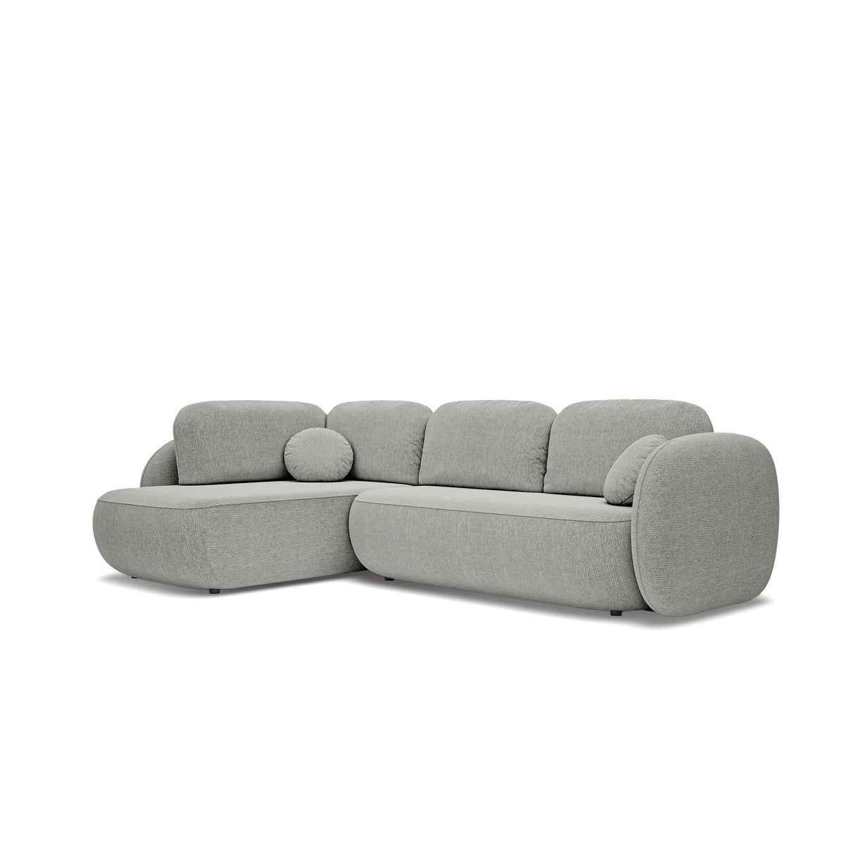 Olemo Corner Sofa Bed with Storage, Sleeping Area 123x250, Organic Modern – Left-hand facing, Steel Gray (ARAGON 83)