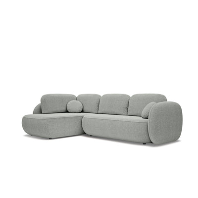 Olemo Corner Sofa Bed with Storage, Sleeping Area 123x250, Organic Modern – Left-hand facing, Steel Gray (ARAGON 83)
