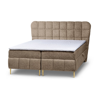 Domy Continental Divan Bed with Topper and Two Storage Compartments, Classic Style – Nutty Melange (BELLO 10), 200