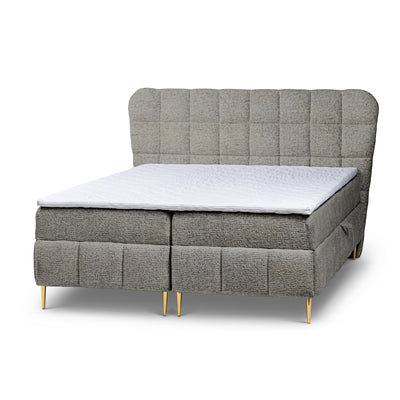 Domy Continental Divan Bed with Topper and Two Storage Compartments, Classic Style – Gray Amber (BELLO 15), 200