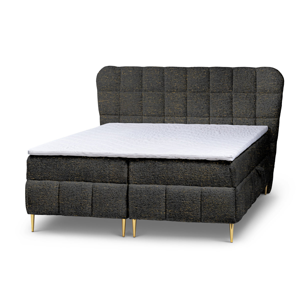 Domy Continental Divan Bed with Topper and Two Storage Compartments, Classic Style – Smoky Walnut (BELLO 25), 200