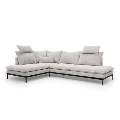 Leafy 4 Seater Premium Corner Sofa 293×198 cm, Elegant Style – Left-Sided, Linen Ash (CREMONA 02)