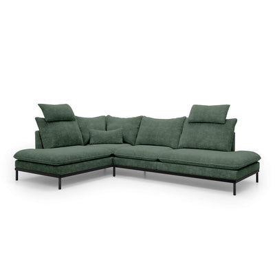 Leafy 4 Seater Premium Corner Sofa 293×198 cm, Elegant Style – Left-Sided, Forest Shadow (CREMONA 39)