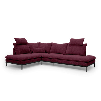 Leafy 4 Seater Premium Corner Sofa 293×198 cm, Elegant Style – Left-Sided, Ruby Ash (CREMONA 59)