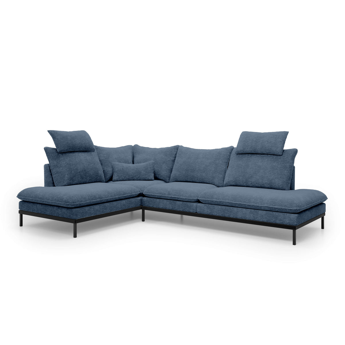 Leafy 4 Seater Premium Corner Sofa 293×198 cm, Elegant Style – Left-Sided, Granite Blue (CREMONA 77)