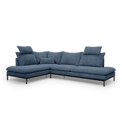 Leafy 4 Seater Premium Corner Sofa 293×198 cm, Elegant Style – Left-Sided, Granite Blue (CREMONA 77)