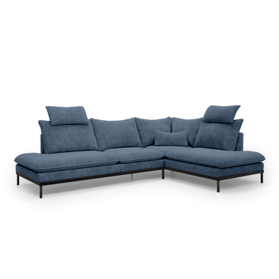 Leafy 4 Seater Premium Corner Sofa 293×198 cm, Elegant Style – Right-Sided, Granite Blue (CREMONA 77)