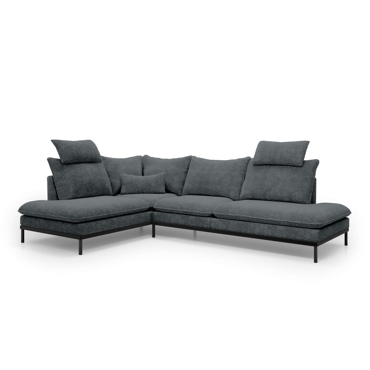 Leafy 4 Seater Premium Corner Sofa 293×198 cm, Elegant Style – Left-Sided, Graphite Mist (CREMONA 95)