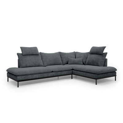 Leafy 4 Seater Premium Corner Sofa 293×198 cm, Elegant Style – Right-Sided, Graphite Mist (CREMONA 95)