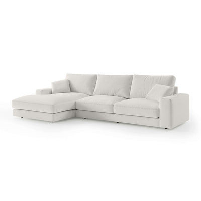 Harvesty 4–5 Seater Premium Corner Sofa, Minimalist Style – Left-Sided, Porcelain White (ARAGON 01)