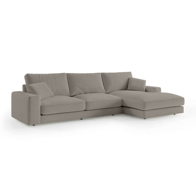 Harvesty 4–5 Seater Premium Corner Sofa, Minimalist Style – Right-Sided, Stone Mist (ARAGON 20)