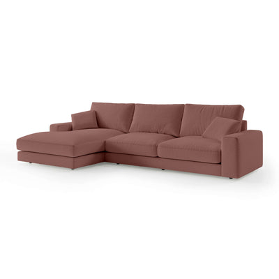 Harvesty 4–5 Seater Premium Corner Sofa, Minimalist Style – Left-Sided, Ruby Sepia (ARAGON 59)