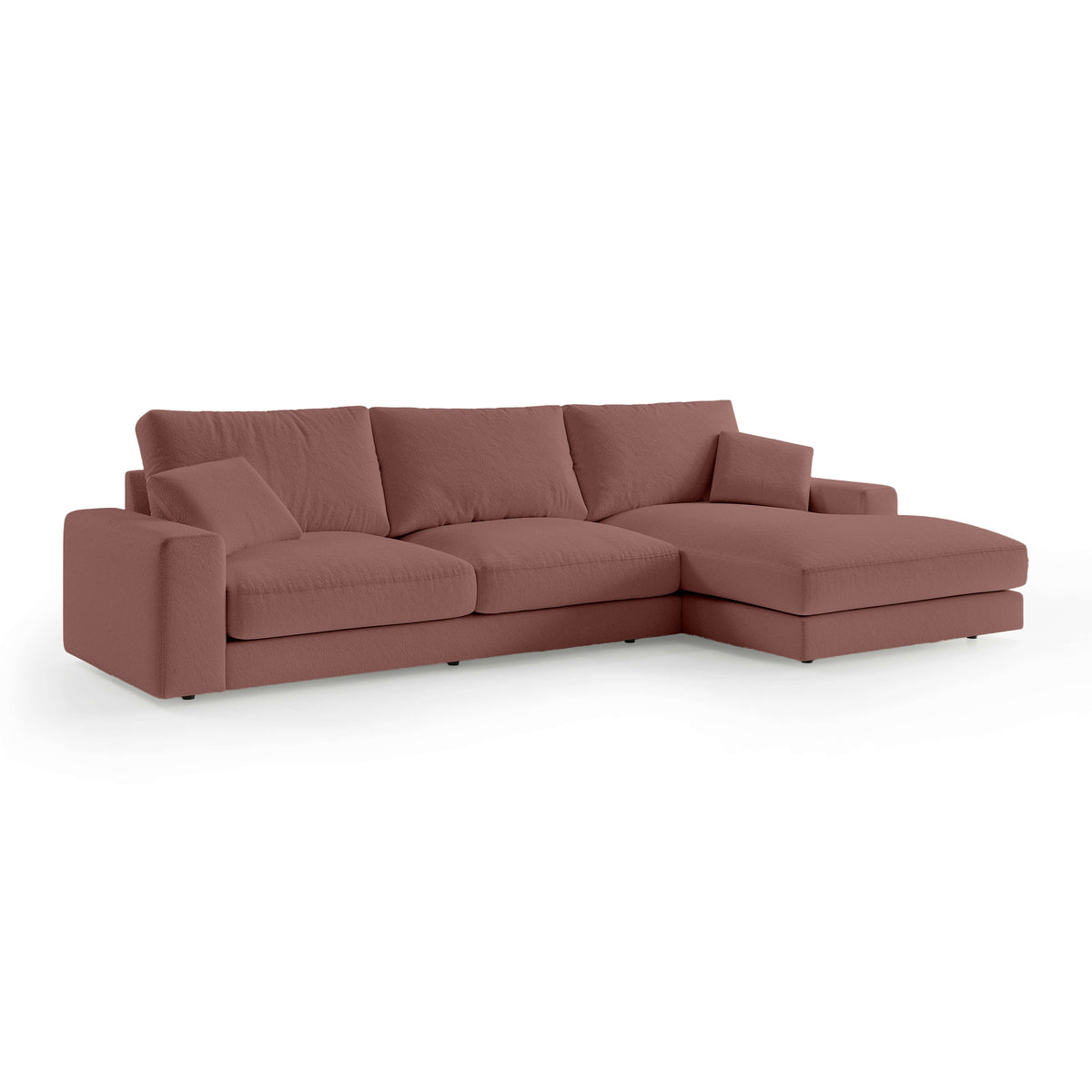 Harvesty 4–5 Seater Premium Corner Sofa, Minimalist Style – Right-Sided, Ruby Sepia (ARAGON 59)