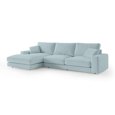 Harvesty 4–5 Seater Premium Corner Sofa, Minimalist Style – Left-Sided, Icy Azure (ARAGON 70)