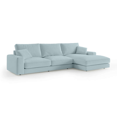 Harvesty 4–5 Seater Premium Corner Sofa, Minimalist Style – Right-Sided, Icy Azure (ARAGON 70)