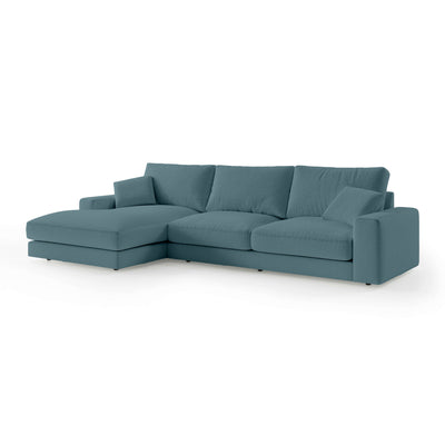 Harvesty 4–5 Seater Premium Corner Sofa, Minimalist Style – Left-Sided, Ocean Steel (ARAGON 75)