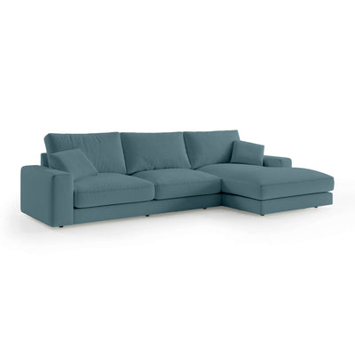 Harvesty 4–5 Seater Premium Corner Sofa, Minimalist Style – Right-Sided, Ocean Steel (ARAGON 75)