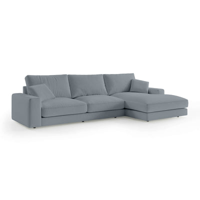 Harvesty 4–5 Seater Premium Corner Sofa, Minimalist Style – Right-Sided, Gray-Blue Mist (ARAGON 90)