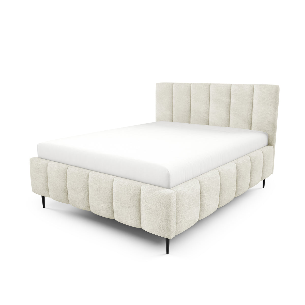 Nerom Quilted Upholstered Ottoman Bed with Storage, Various Sizes in Elegant Style, Coral Fabric – Linen Beige (CORAL 15)