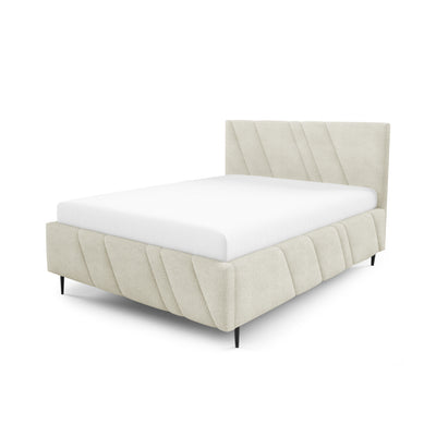 Raiz Quilted Upholstered Ottoman Bed with Storage, Various Sizes in Modern Style, Coral Fabric – Linen Beige (CORAL 15)