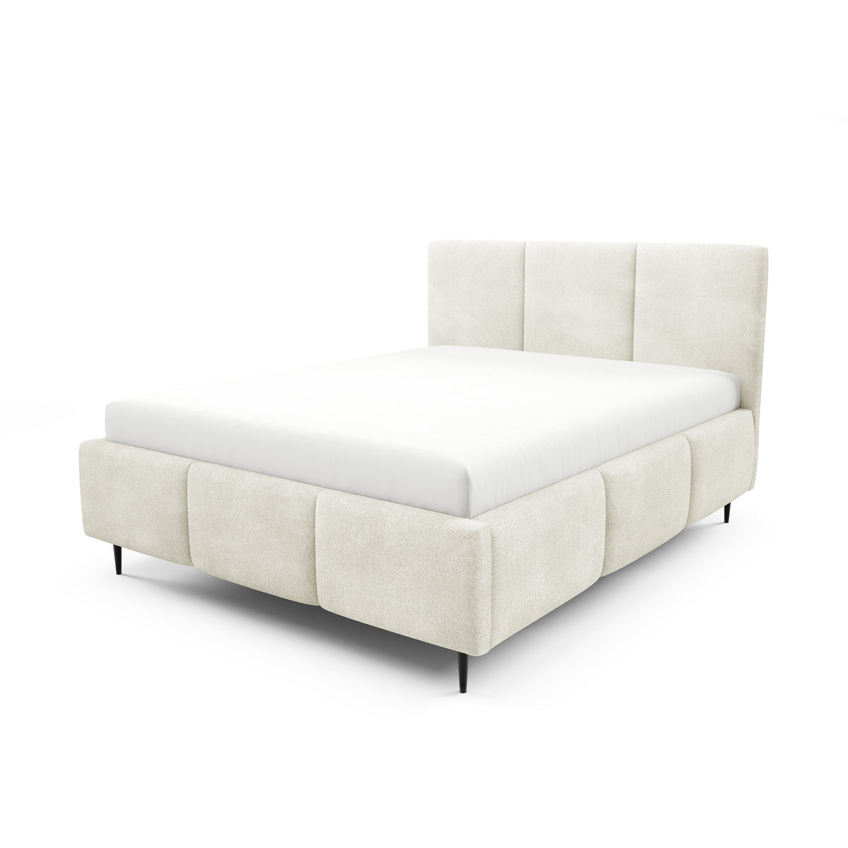 Gestoffeerd bed met opbergruimte in verschillende maten, in een moderne stijl, stof Coral | Melora Tak Linnenbeige (CORAL 15)