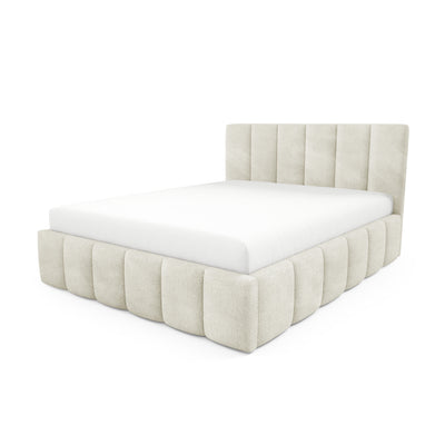 Nerom Quilted Upholstered Ottoman Bed with Storage, Various Sizes in Elegant Style, Coral Fabric – Linen Beige (CORAL 15)