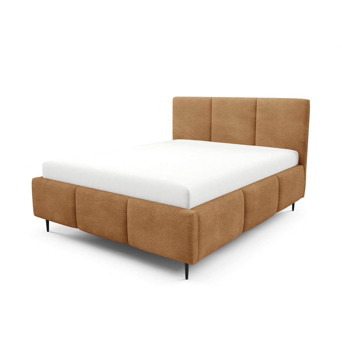 Gestoffeerd bed met opbergruimte in verschillende maten, in moderne stijl, stof Coral | Melora Tak Karamelbruin (CORAL 35)