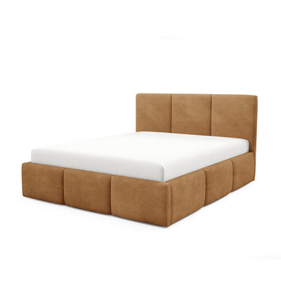 Gestoffeerd bed met opbergruimte in verschillende maten, in moderne stijl, stof Coral | Melora Niet Karamelbruin (CORAL 35)
