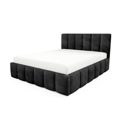 Nerom Quilted Upholstered Ottoman Bed with Storage, Various Sizes in Elegant Style, Coral Fabric – Volcanic Black (CORAL 60)
