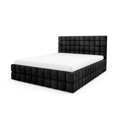 Stratus Upholstered Ottoman Bed with Storage, Various Sizes in Modern Style, Coral Fabric – Volcanic Black (CORAL 60)