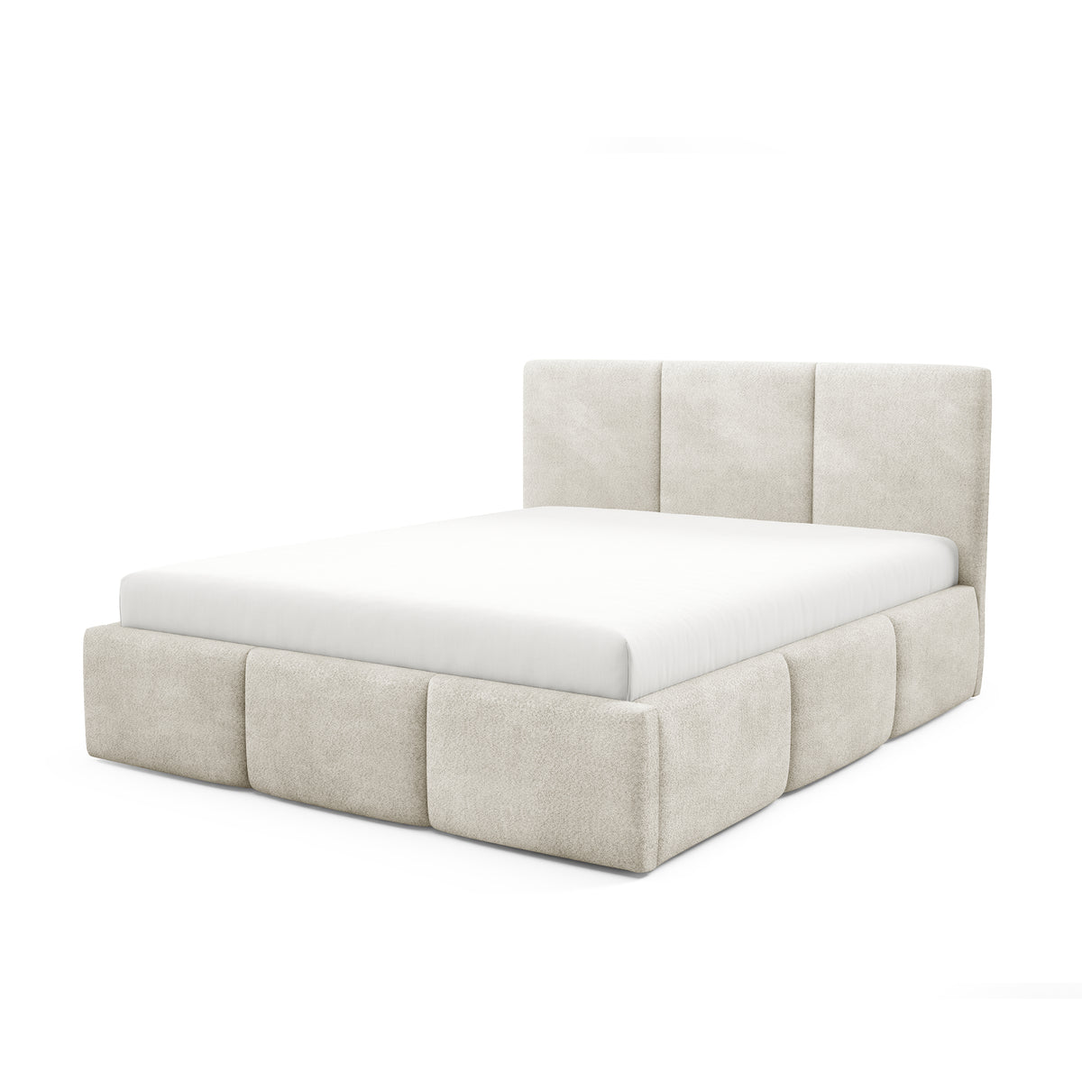 Gestoffeerd bed met opbergruimte in verschillende maten, in moderne stijl, stof Coral | Melora Nie Zandkleurig Taupe (CORAL 65)