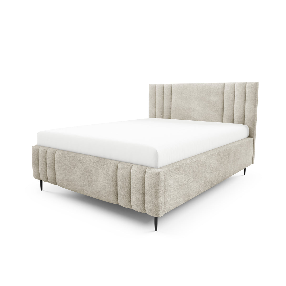 Gestoffeerd bed met opbergruimte in verschillende maten, in een elegante stijl, stof Coral | Falda Tak zandkleurig taupe (CORAL 65)
